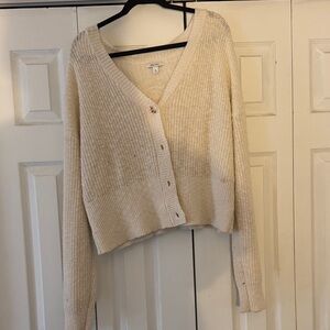 Nine West Cream V-Neck Cropped Cardigan
